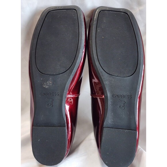 Empress Square Toe Flats Wine Patent Leather Slip on Elastic Strap EU 42 US 12 - Picture 13 of 14